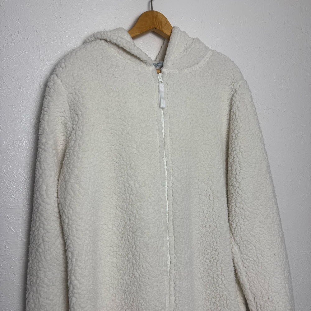 Fleece White Fluffy Polar Bear Zip Up‎ Jumpsuit One Piece - Picture 6 of 8